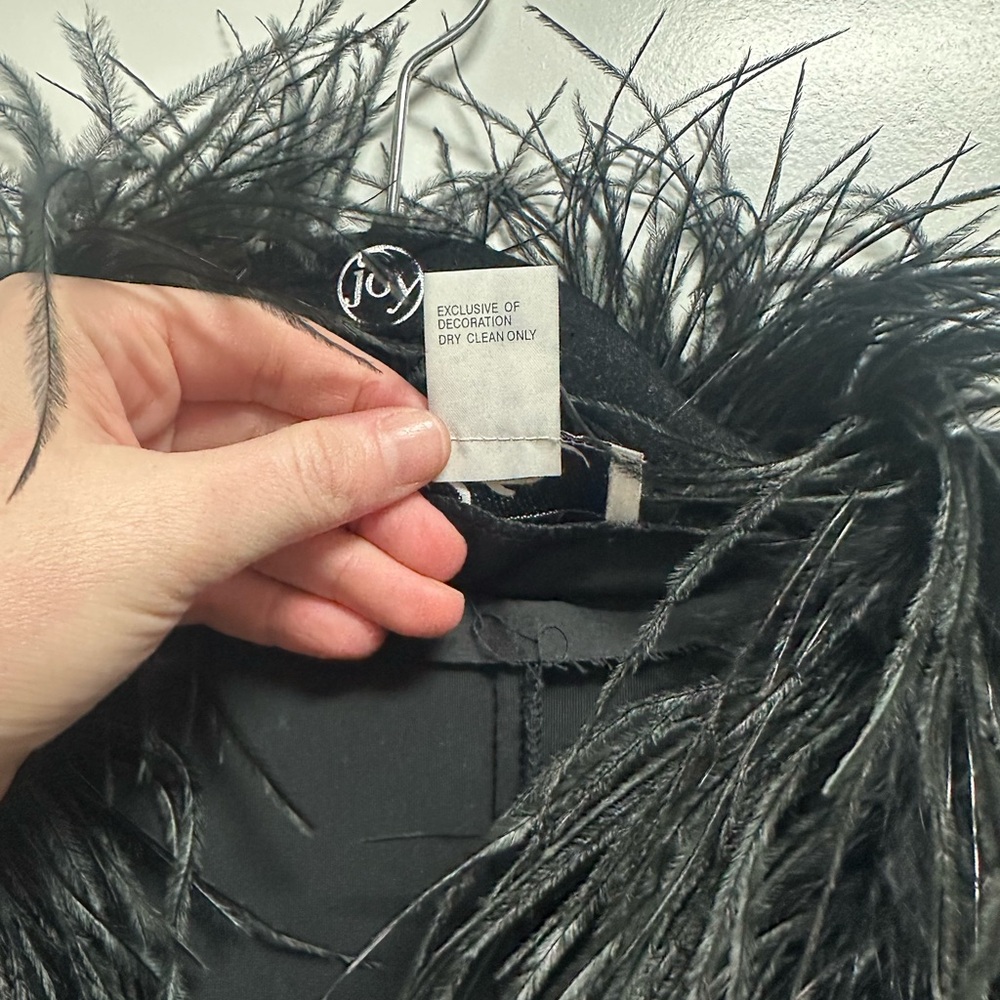 Like new Vtg Patra Black Velvet Ostrich Feather Shawl Collar Long Duster L - Picture 5 of 14